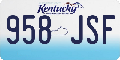 KY license plate 958JSF