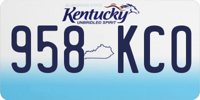 KY license plate 958KCO