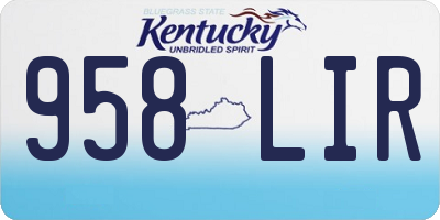 KY license plate 958LIR