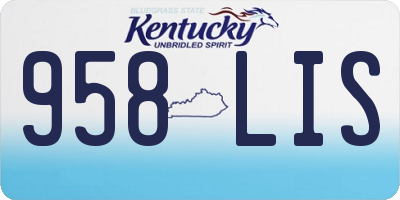 KY license plate 958LIS