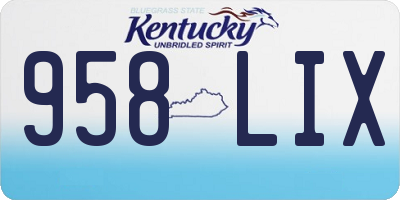 KY license plate 958LIX