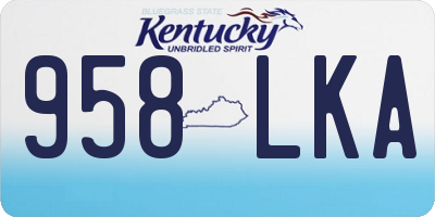 KY license plate 958LKA
