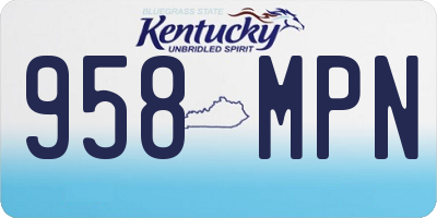 KY license plate 958MPN