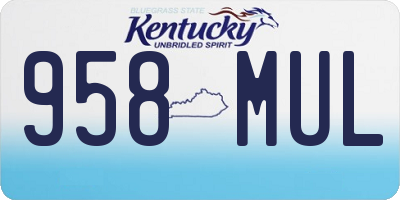 KY license plate 958MUL