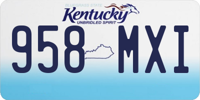 KY license plate 958MXI