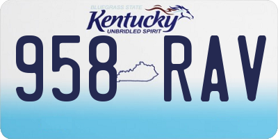 KY license plate 958RAV