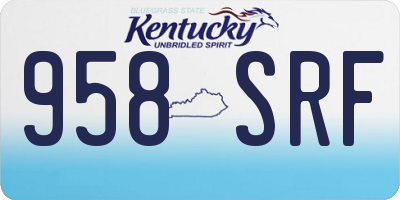 KY license plate 958SRF