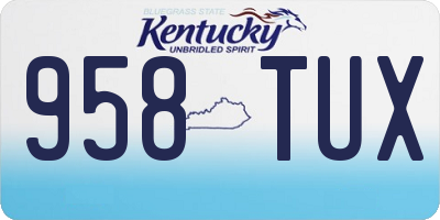 KY license plate 958TUX