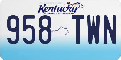 KY license plate 958TWN