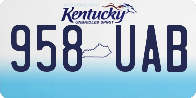 KY license plate 958UAB