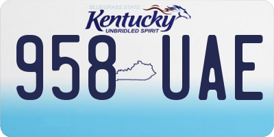 KY license plate 958UAE