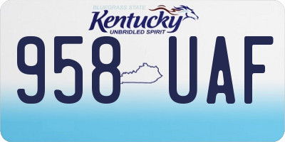 KY license plate 958UAF