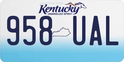 KY license plate 958UAL