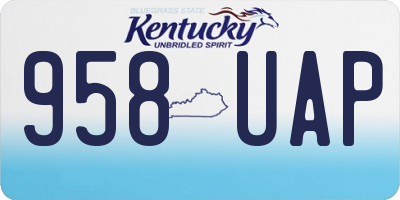 KY license plate 958UAP