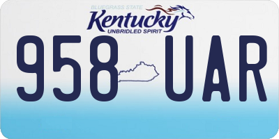 KY license plate 958UAR