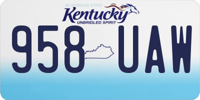 KY license plate 958UAW