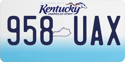 KY license plate 958UAX