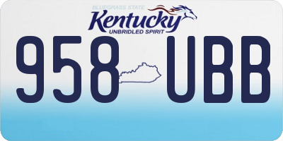 KY license plate 958UBB