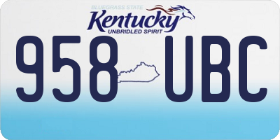 KY license plate 958UBC