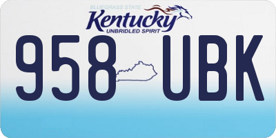 KY license plate 958UBK