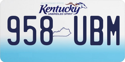 KY license plate 958UBM