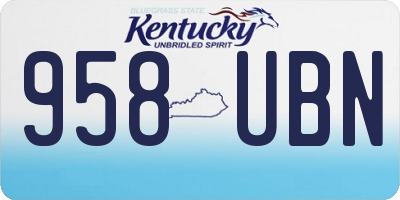 KY license plate 958UBN