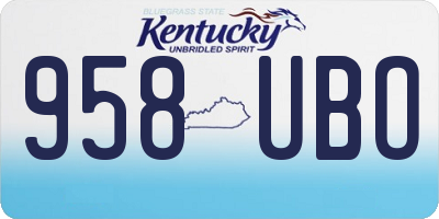 KY license plate 958UBO