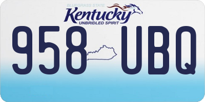 KY license plate 958UBQ