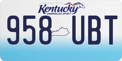 KY license plate 958UBT