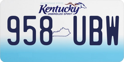 KY license plate 958UBW
