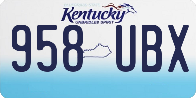 KY license plate 958UBX