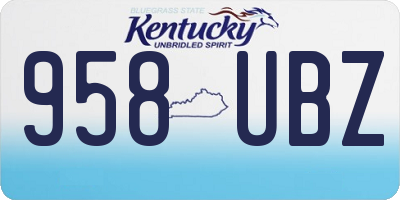 KY license plate 958UBZ