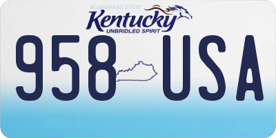 KY license plate 958USA