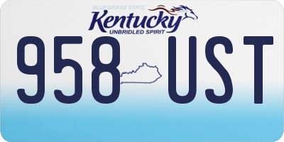 KY license plate 958UST
