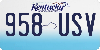 KY license plate 958USV