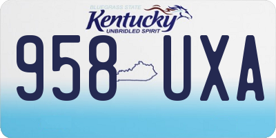 KY license plate 958UXA