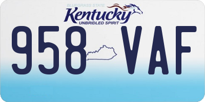 KY license plate 958VAF