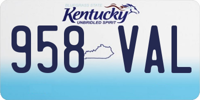 KY license plate 958VAL