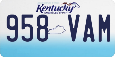 KY license plate 958VAM