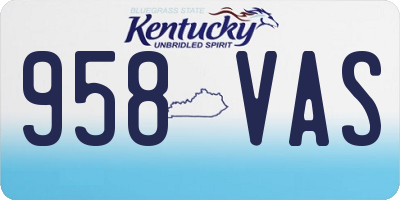KY license plate 958VAS