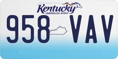 KY license plate 958VAV