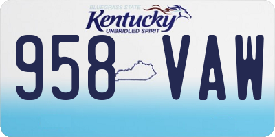 KY license plate 958VAW