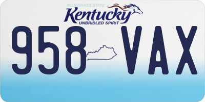 KY license plate 958VAX
