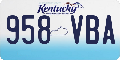 KY license plate 958VBA