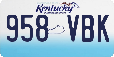 KY license plate 958VBK