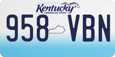 KY license plate 958VBN