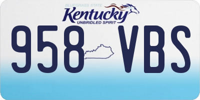 KY license plate 958VBS