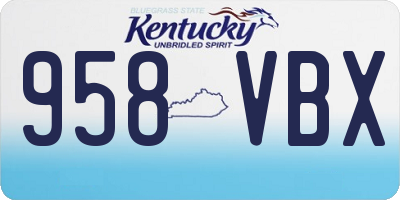 KY license plate 958VBX