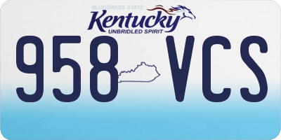 KY license plate 958VCS