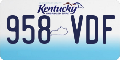 KY license plate 958VDF